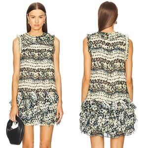 NWT Ulla Johnson Miri Abstract-Print Shift Silk Mini Dress Mariposa Size: 8